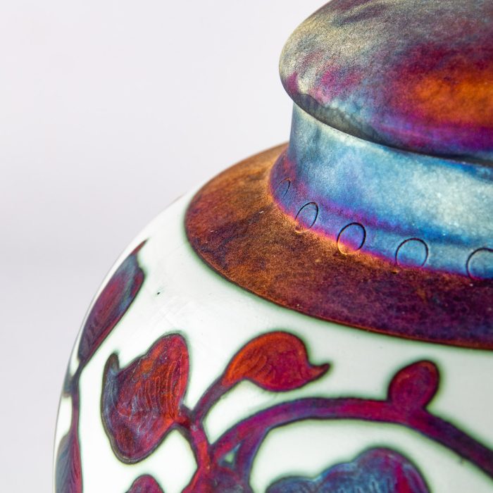 Ceramic Rustic Flowers Urn - Image 2