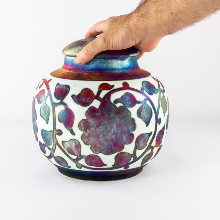 Ceramic Rustic Flowers Urn - Image 3