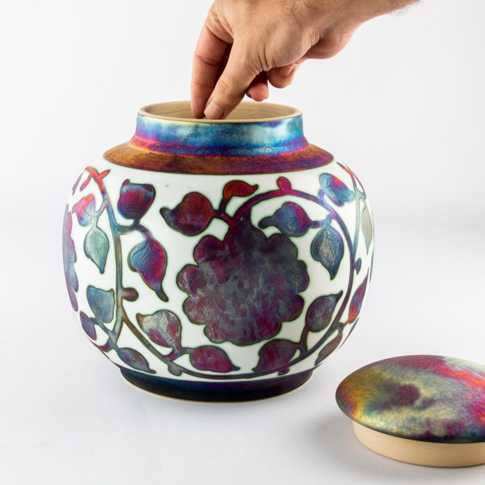 Ceramic Rustic Flowers Urn - Image 5