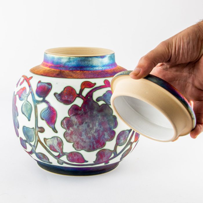 Ceramic Rustic Flowers Urn - Image 6
