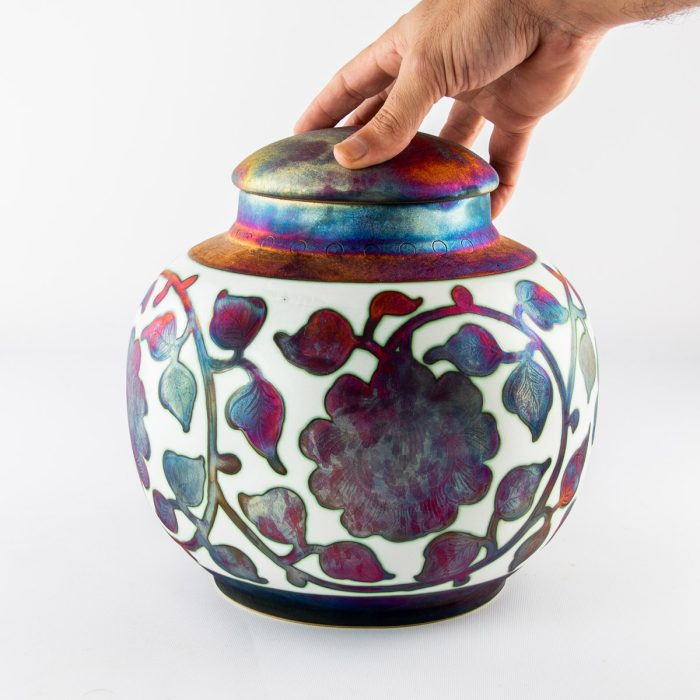 Ceramic Rustic Flowers Urn - Image 7